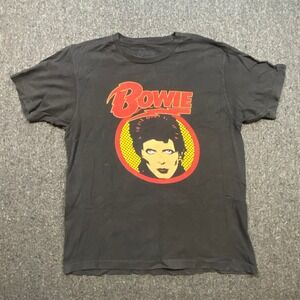 David Bowie Rock Glam Sz M Black Ziggy Stardust Pop Art Graphic T-Shirt Tee